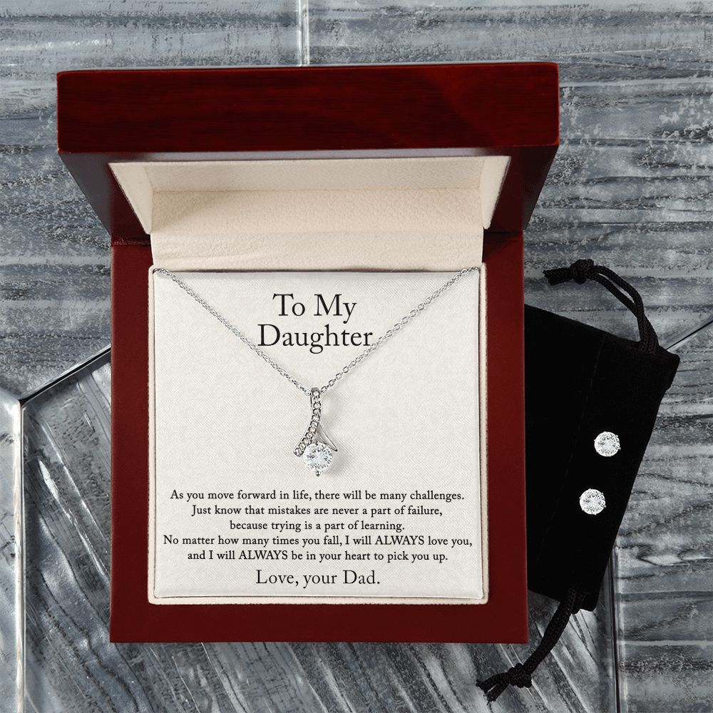 To My Daughter necklace & earring set