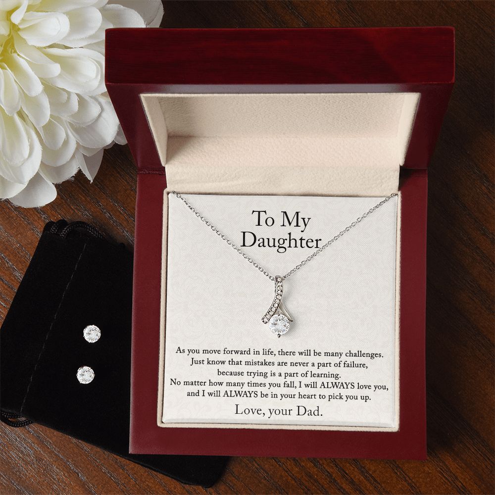 To My Daughter necklace & earring set